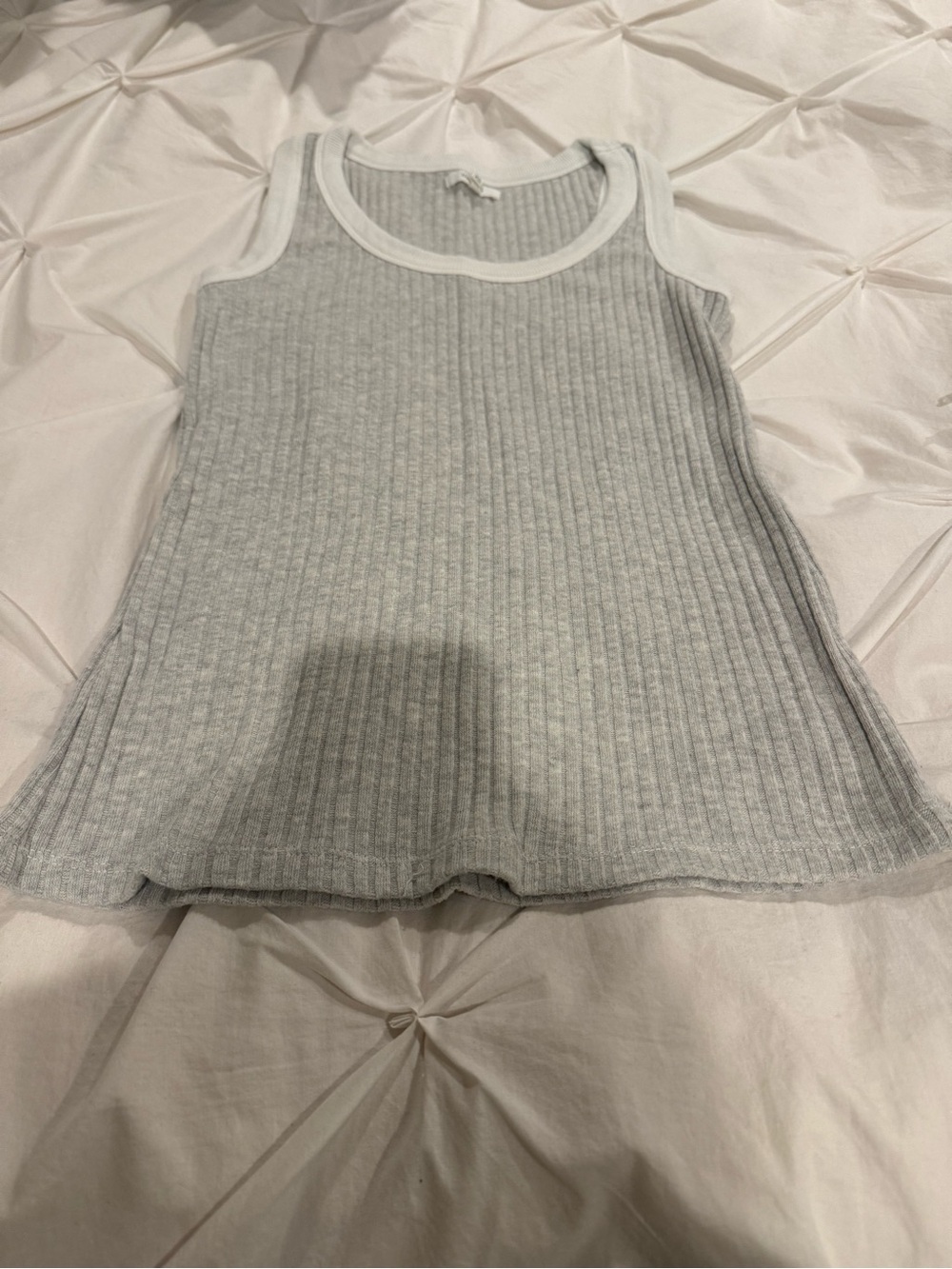 Maurices Gray Ribbed Tank Top with White Trim